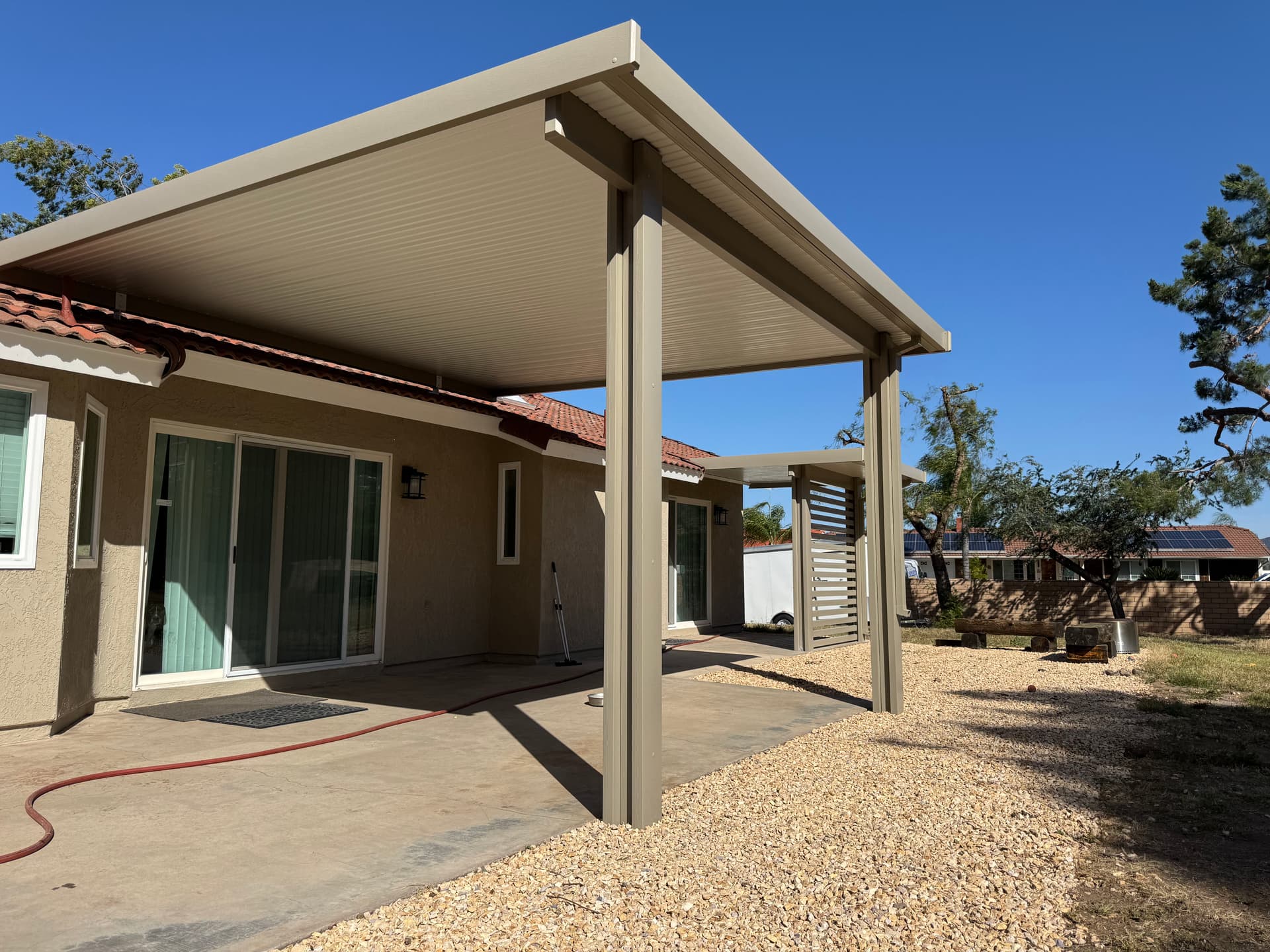 Gallery photos for Dual Alumawood Patio Covers With Privacy Wall in Lake Elsinore: Image #2
