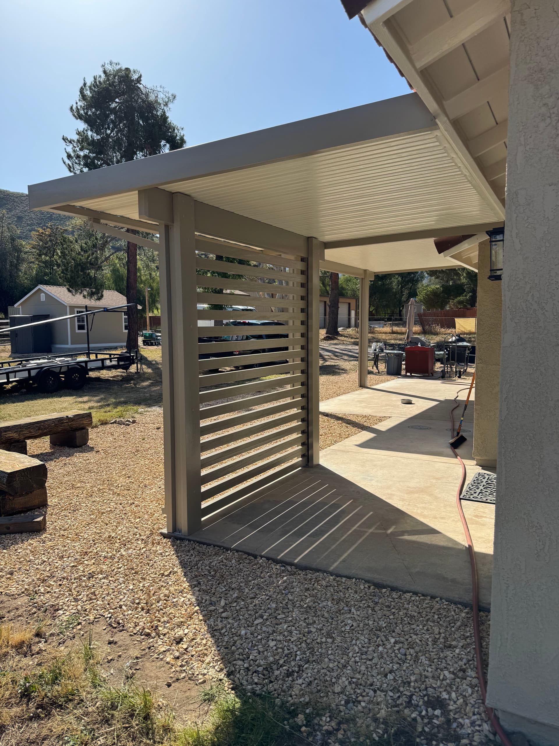 Gallery photos for Dual Alumawood Patio Covers With Privacy Wall in Lake Elsinore: Image #1