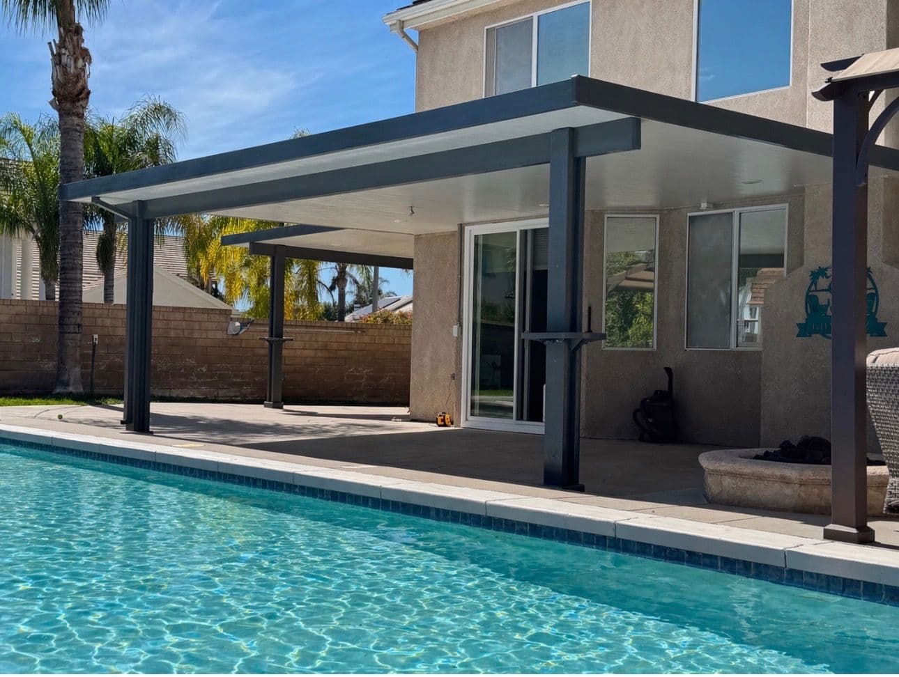 Insulated Alumawood Patio Cover With Fans and Lights image