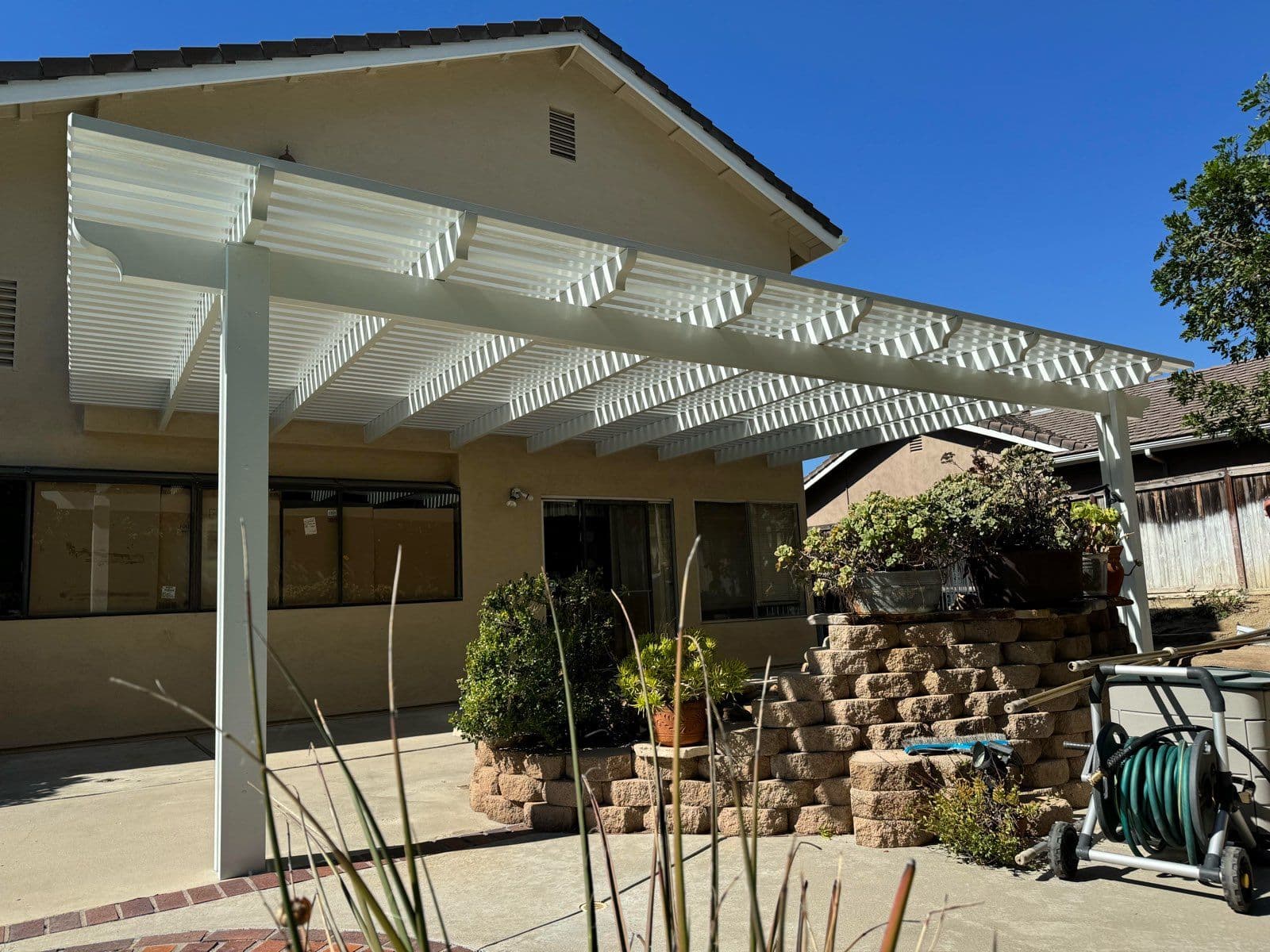 White Lattice Patio Construction in Murrieta